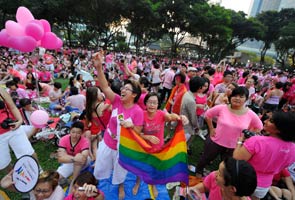 Thousands don pink in support of gay rights in Singapore