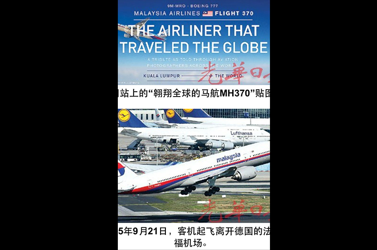 A screen shot of the MH370 Photo Tribute going viral.