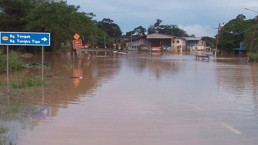 The flood situation in a village in Segamat