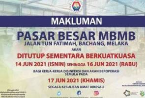 15 peniaga positif COVID-19, Pasar Besar MBMB ditutup 3 hari