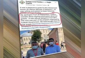 Lawatan Azmin ke Hagia Sophia, Turkey Local Guides mohon maaf
