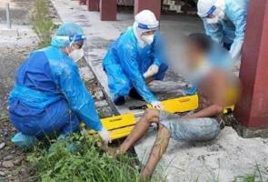 Penceroboh cedera terjun tingkat tiga bangunan Penceroboh cedera terjun tingkat tiga bangunan