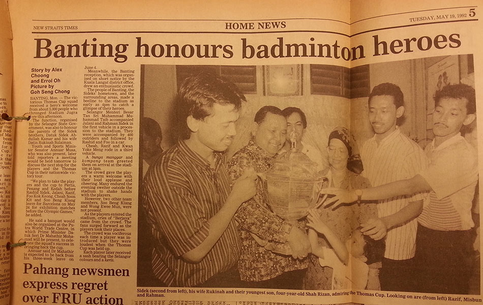 Banting honours badminton heroes - NST Banting honours badminton heroes - NST