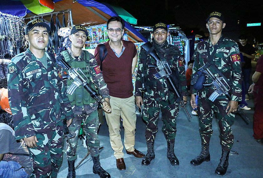 Karim alongside army officers who policed the Roxas Night Market, maintaining law and order in Duterte’s Davao. - Karim Raslan Photo