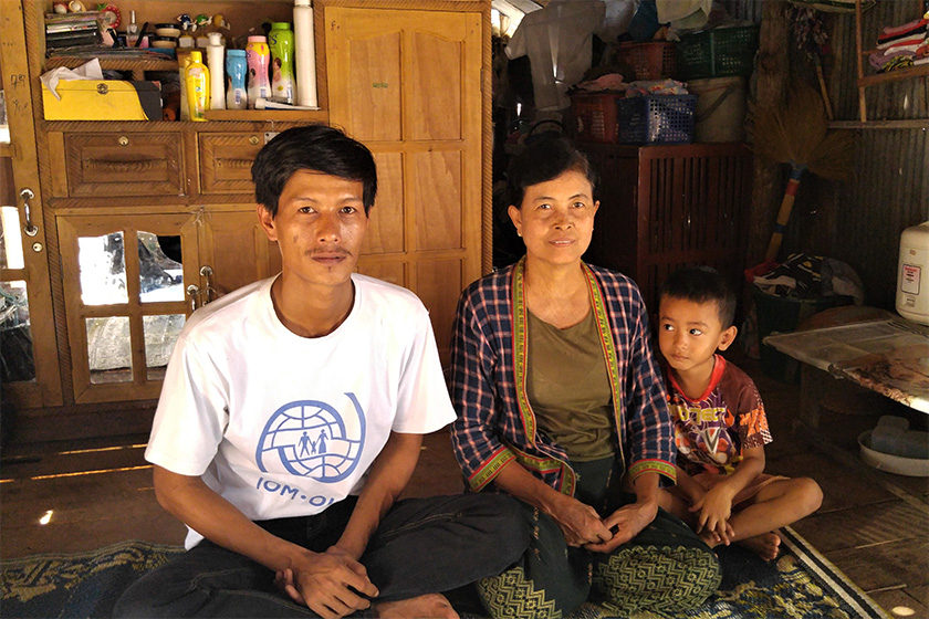 Hlaing Min with his mother, Khin Thida, and nephew. As the only son, Hlaing Min is the main breadwinner in his family, supporting his mother, sisters and their children. His father passed away when he was just four years old. - Karim Raslan Photo