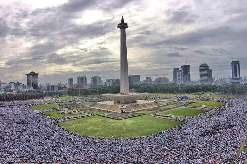 More than 150,000 demonstrators gathered at Indonesian National Monument (Monas) protesting against Ahok's “blasphemous” statements. - Karim Raslan Photo