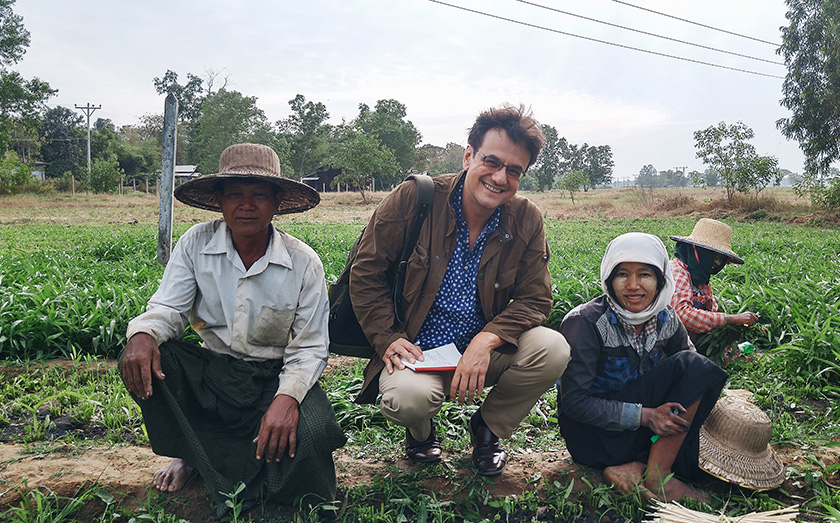 Karim Raslan with U Ko Aye and his 21-year-old daughter, Ei Twel Aye who helps out around the farm. Karim Raslan Photo