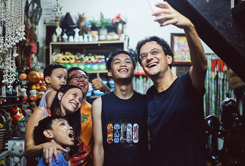 Karim Raslan taking a “selfie” with Manuel, his wife and three sons. Karim Raslan Photo