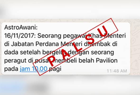 'Fake news': Semalam lapor, hari ini Astro AWANI jadi mangsa 'Fake news': Semalam lapor, hari ini Astro AWANI jadi mangsa