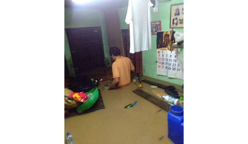 Flooding in Zildjien Eligado’s house in Marikina City’s Tumana Barangay (or district) following monsoon rain from the tropical storm, Karding, went up to waist level. Lance Vinola / Ceritalah