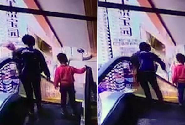 Bayi meninggal akibat terjatuh keluar dari pangkuan ibunya di eskalator pada tingkat empat. Bayi maut, terlepas dari dukungan ibunya