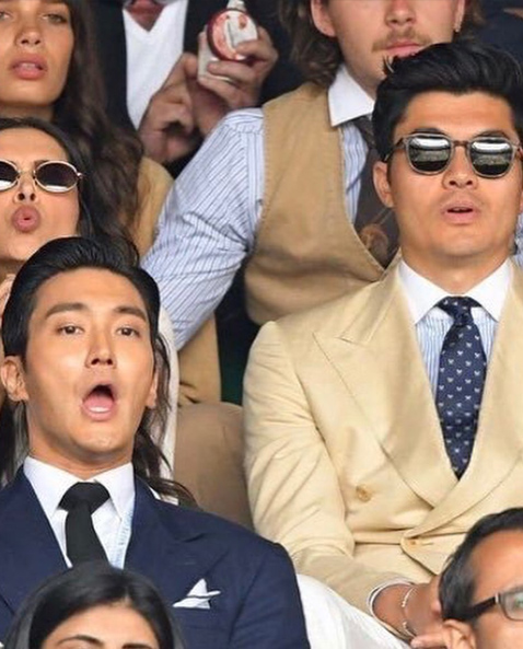 Henry dilihat duduk dalam kalangan selebriti antarabangsa semasa menyaksikan perlawanan final tenis Wimbledon 2019.