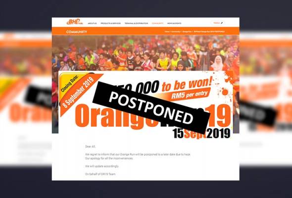 BHPetrol Orange Run 2019 ditangguh kerana jerebu BHPetrol Orange Run 2019 ditangguh kerana jerebu