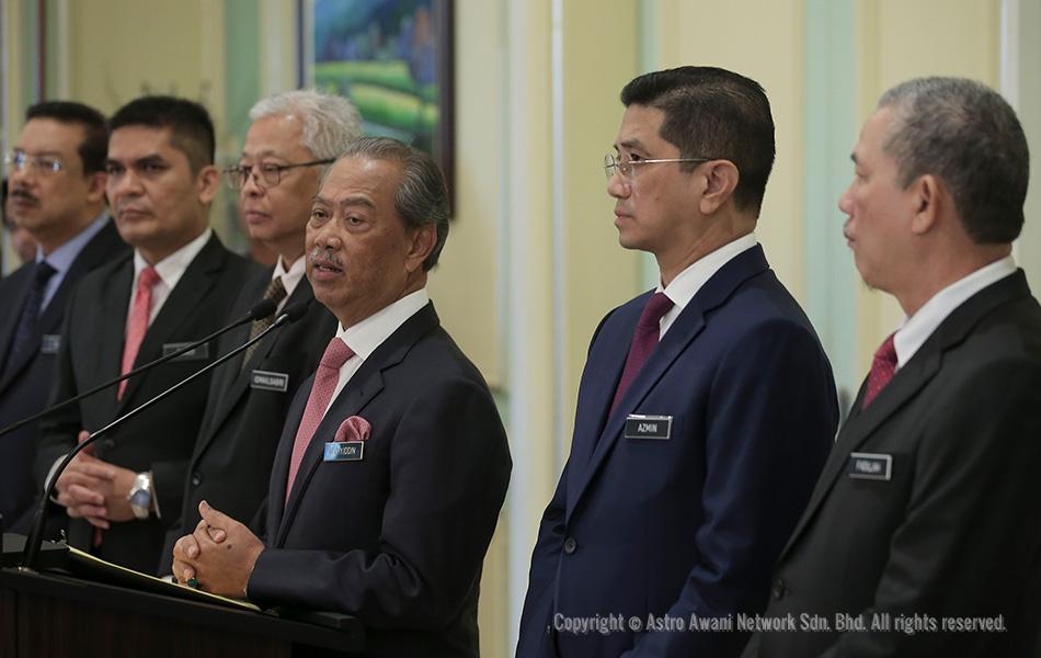 Tan Sri Muhyiddin Yassin pada sidang media selepas mempengerusikan mesyuarat Kabinet yang pertama di Perdana Putra, Putrajaya. - ASTRO AWANI/SHAHIR OMAR Tan Sri Muhyiddin Yassin pada sidang media selepas mempengerusikan mesyuarat Kabinet yang pertama di Perdana Putra, Putrajaya. - ASTRO AWANI/SHAHIR OMAR