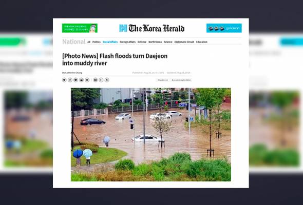 Banjir timpa bandar Daejeon, ratusan kediaman alami kerosakan Banjir timpa bandar Daejeon, ratusan kediaman alami kerosakan