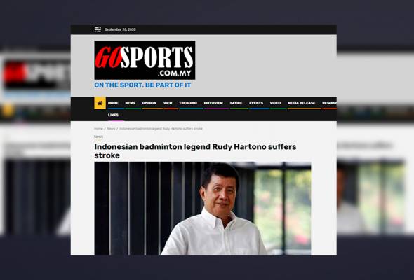 Legenda badminton Indonesia, Rudy Hartono diserang strok Legenda badminton Indonesia, Rudy Hartono diserang strok