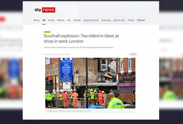 Dua terbunuh dalam kejadian letupan di barat London Dua terbunuh dalam kejadian letupan di barat London