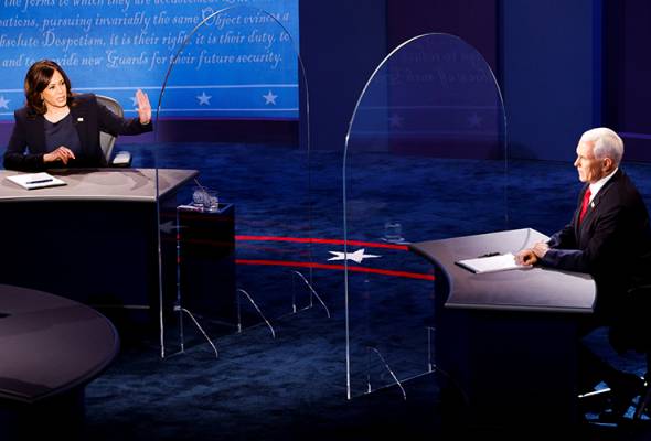 COVID-19: Pence, Harris dipisah penghadang plexiglass ketika debat calon Naib Presiden AS COVID-19: Pence, Harris dipisah penghadang plexiglass ketika debat calon Naib Presiden AS
