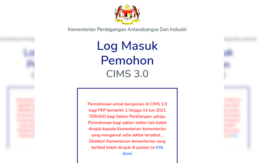 Apply surat miti cara CIMS 3.0: