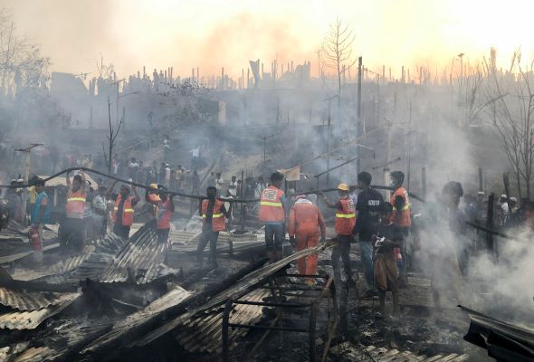 Sixth fire at Bangladesh Rohingya camp this year makes about 2,000 homeless