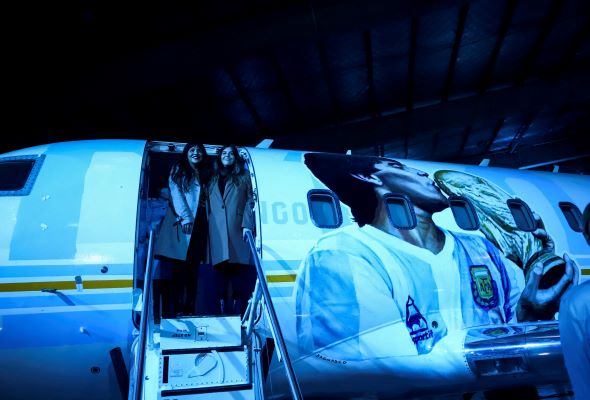 Soccer - Maradona tribute plane unveiled in Argentina