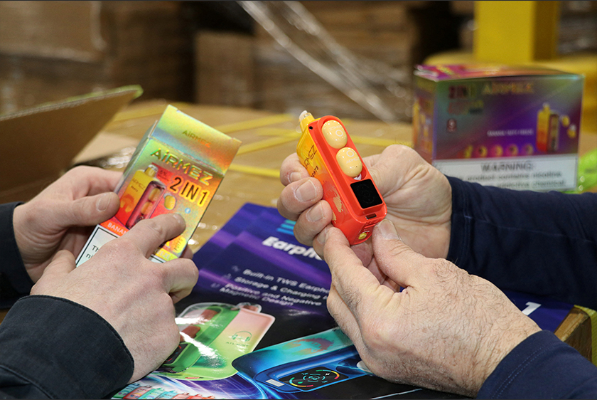Unauthorised Chinese-made vapes seized in a raid outside of Chicago, Illinois, U.S., by members of the Food and Drug Administration (FDA) and US Customs and Border Protection (CBP). - CBP/REUTERS