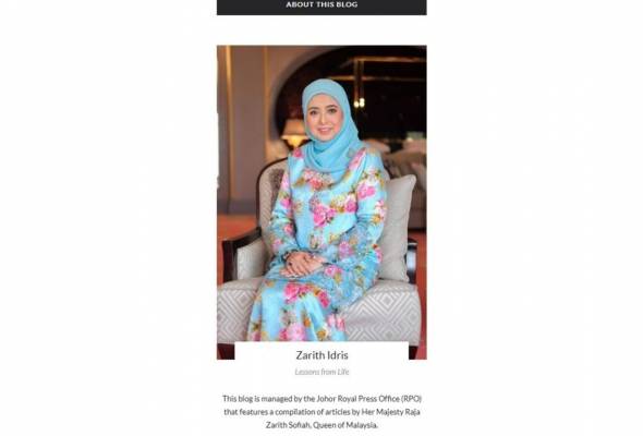 Blog 'Lessons From Life' papar nukilan Permaisuri Agong
