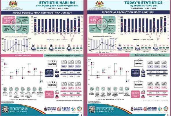 IPP Malaysia naik dengan ketara 3.0 peratus pada Jun 2025 - DOSM