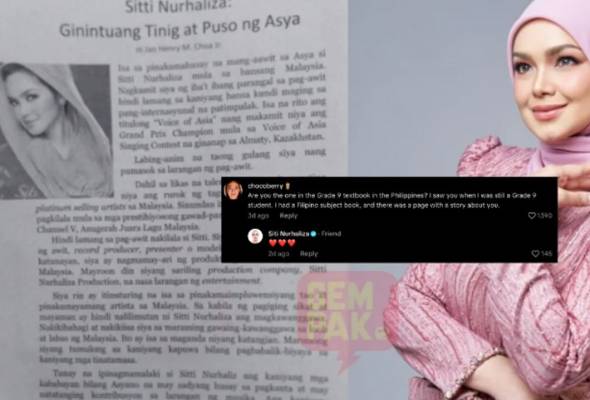 'She’s our living legend' - Netizen bangga, nama dan pencapaian Siti Nurhaliza dalam buku teks Filipina