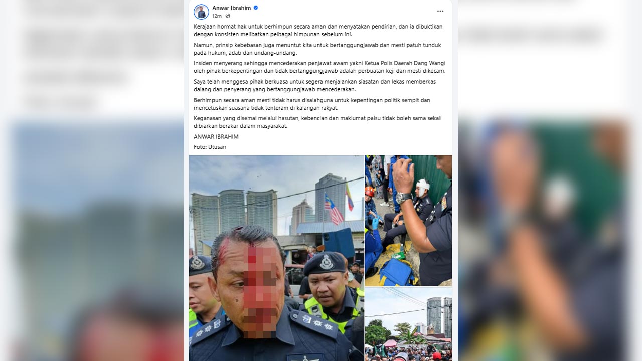 Protes Kampung Sungai Baru: Tahan segera dalang cederakan OCPD Dang Wangi - PM