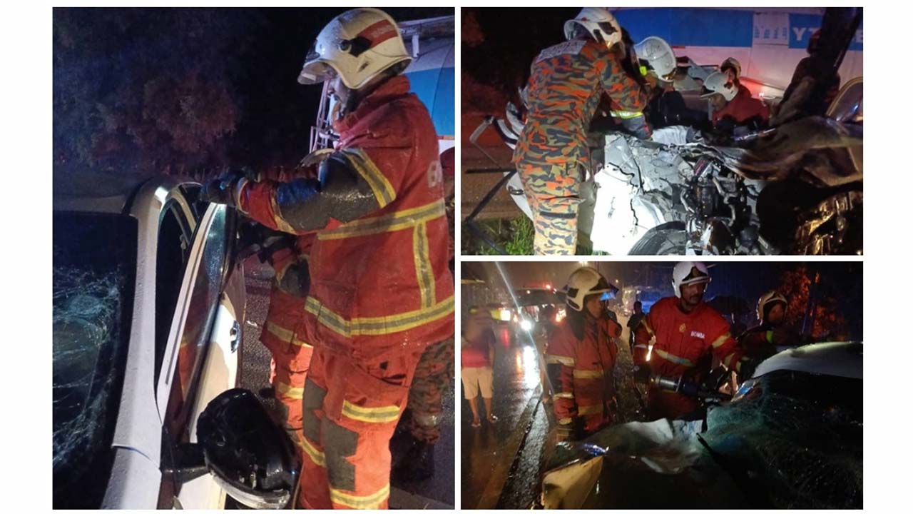 Lelaki maut, Perodua Bezza berlanggar dengan treler di Jalan Chemor