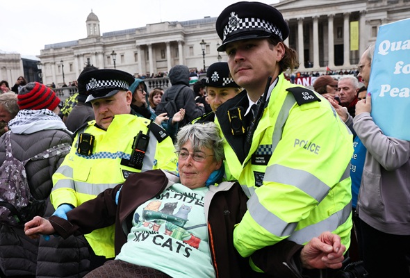 London police arrest dozens at protest against ban on Palestine Action