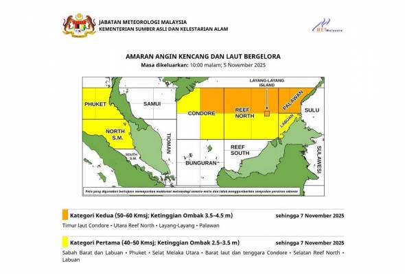 MetMalaysia keluar nasihat Taufan Kalmaegi