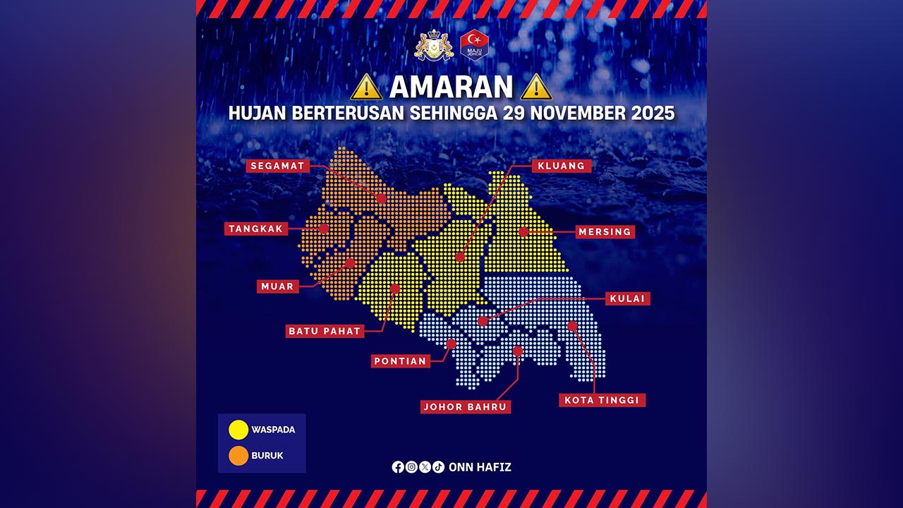Johor dalam mod kesiapsiagaan tertinggi susulan amaran risiko banjir  - Onn Hafiz<