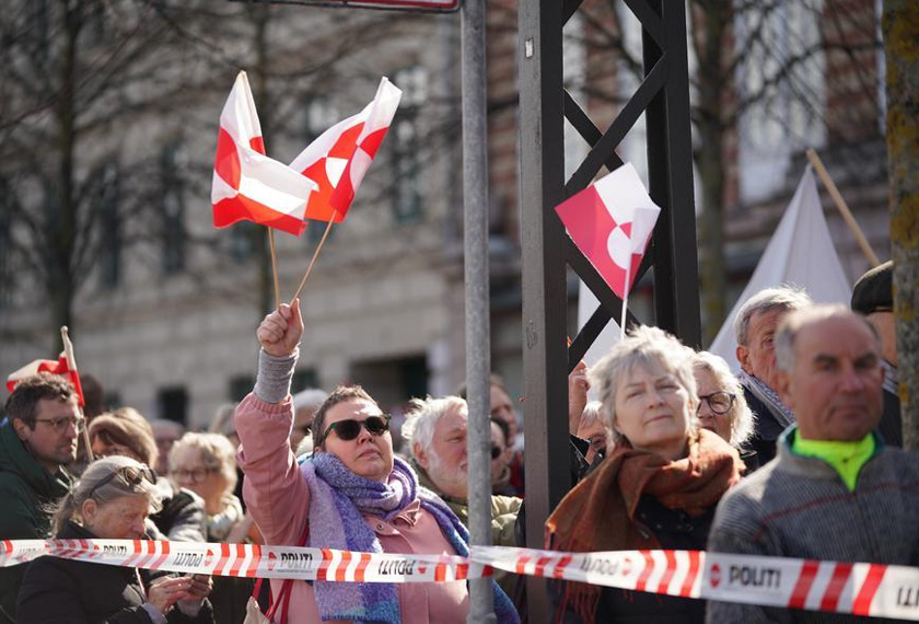 People march to protest in front of the U.S. Embassy in Copenhagen, capital of Denmark, on March 29, 2025. - Liu Zhichao/Xinhua/Filepic