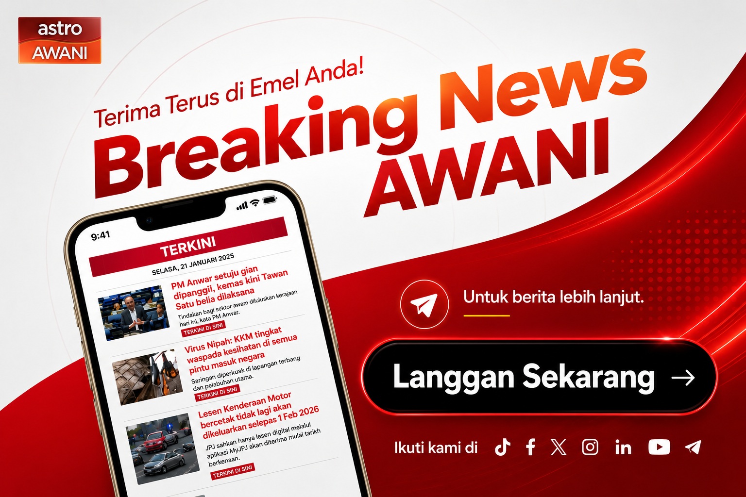 Jadi yang terawal tahu Berita Tergempar!